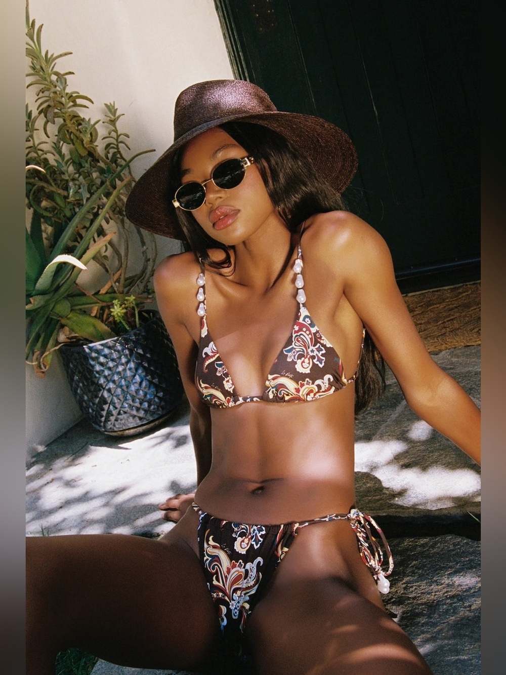 NWT La Porte Coffee Paisley Bikini Set